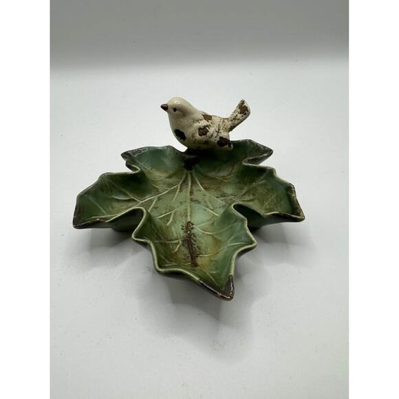 Vintage Ceramic Bird on a Leaf Trinket Dish - Picture 4 of 4